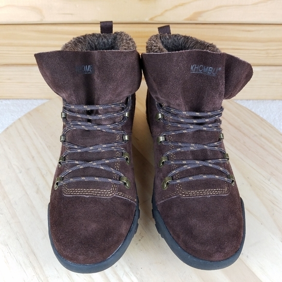 KHOMBU SAM Womens 7.5 US Leather Faux Fur Ankle Boot Lace-up Snow Winter Outdoor - Picture 2 of 12